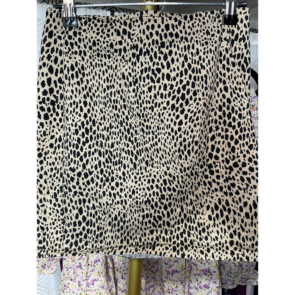 Brandy Melville Mini Pencil Skirt Women's Size 3 Tan Black Leopard Print Stretch